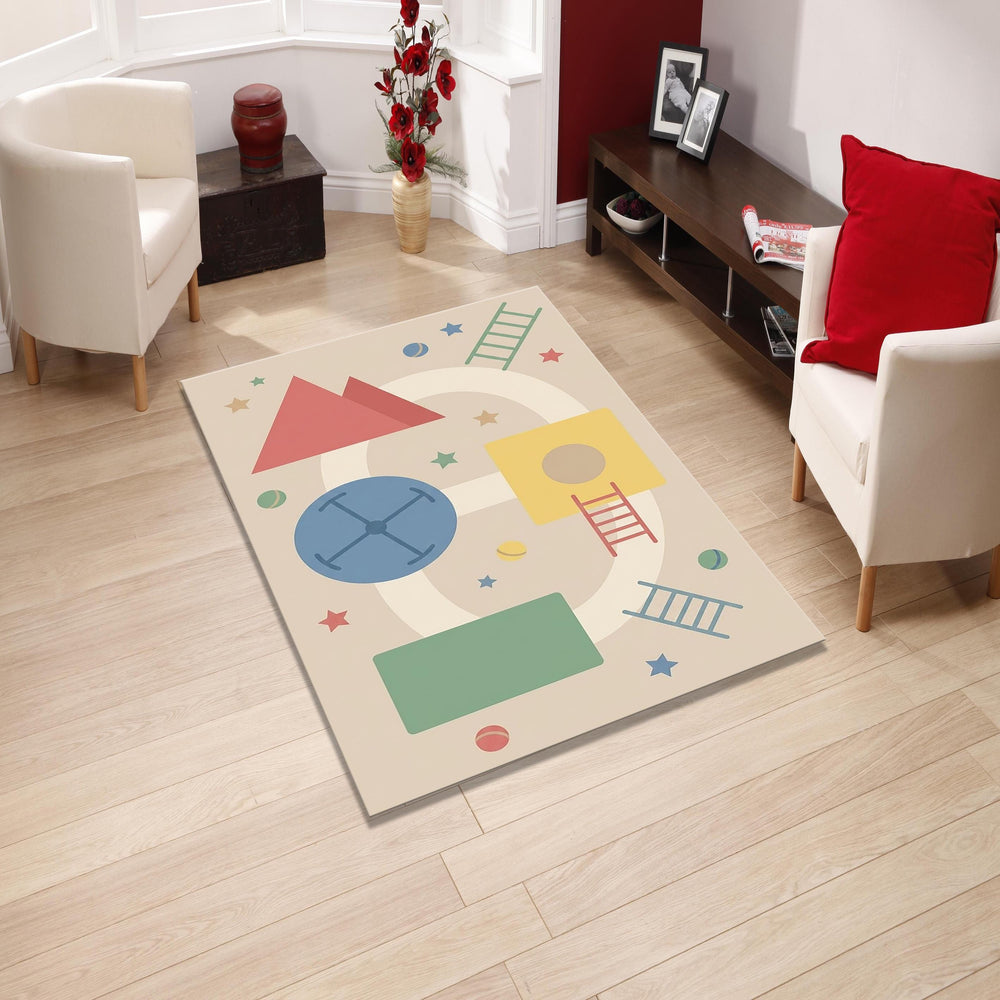 Shapes Educational Kids Rug Learning Playroom Nursery Floor Mat