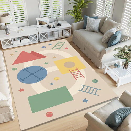 Shapes Educational Kids Rug Learning Playroom Nursery Floor Mat