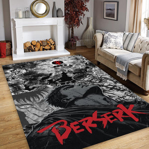Berserk Eclipse Rug, Guts Dark Fantasy Anime Area Rug, Red Black