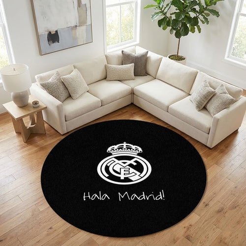 Real Madrid Round Rug, Football Fan Circle Carpet