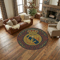 Real Madrid Round Rug, Football Fan Circle Carpet