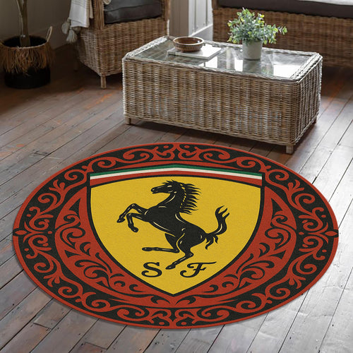 Ferrari F1 Rug, Ferrari Logo Round Rug