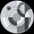 Modern Abstract Grey Round Rug Minimalist Geometric Circle Carpet