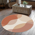 Abstract Terracotta Round Rug Neutral Beige Brown Modern Circle