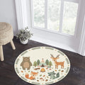 Woodland Animals Kids Round Rug Bear Deer Fox Raccoon Nursery
