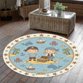 Pirate Adventure Kids Round Rug Treasure Island Nursery Carpet