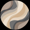 Abstract Neutral Wave Round Rug, Beige Gray Modern Circle Carpet