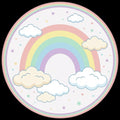 Pastel Rainbow Kids Round Rug, Cute Cloud & Stars Nursery Carpet