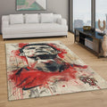 Vintage Style Soccer Rug, Ronaldo 7 Profile