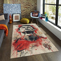 Vintage Style Soccer Rug, Ronaldo 7 Profile