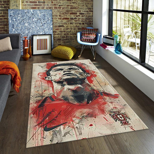 Vintage Style Soccer Rug, Ronaldo 7 Profile