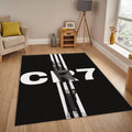 Cristiano Ronaldo Rug, White and Black Poster Art