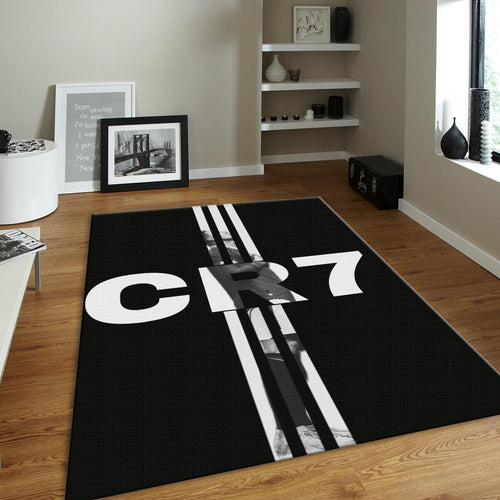 Cristiano Ronaldo Rug, White and Black Poster Art