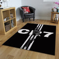 Cristiano Ronaldo Rug, White and Black Poster Art