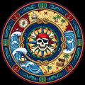 Pirate Treasure Map Kids Rug Nautical Skull Compass Play Mat