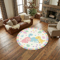 Cute Dinosaur Kids Rug Pastel Dino Nursery Rug, Round Playroom