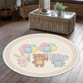 Cute Animal Balloon Rug Pastel Nursery Rug for Baby Room, Toddler
