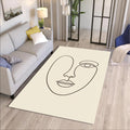 Minimal Line Art Face Rug, One Line Abstract Portrait Carpet