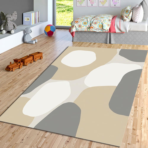 Abstract Neutral Area Rug, Modern Minimalist Organic Shape