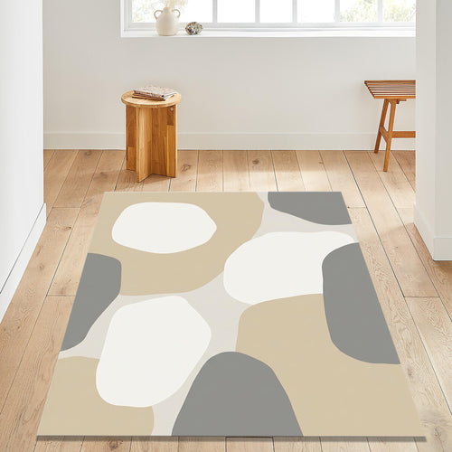 Abstract Neutral Area Rug, Modern Minimalist Organic Shape