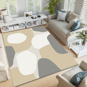 Abstract Neutral Area Rug, Modern Minimalist Organic Shape