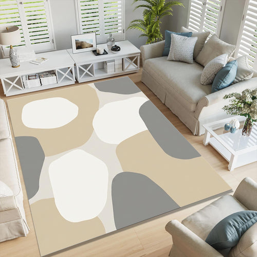 Abstract Neutral Area Rug, Modern Minimalist Organic Shape