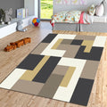 Modern Geometric Area Rug, Neutral Color Block Carpet, Minimalist
