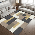 Modern Geometric Area Rug, Neutral Color Block Carpet, Minimalist