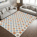 Moroccan Tile Area Rug, Geometric Vintage Pattern Carpet, Spanish