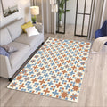 Moroccan Tile Area Rug, Geometric Vintage Pattern Carpet, Spanish