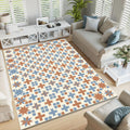 Moroccan Tile Area Rug, Geometric Vintage Pattern Carpet, Spanish