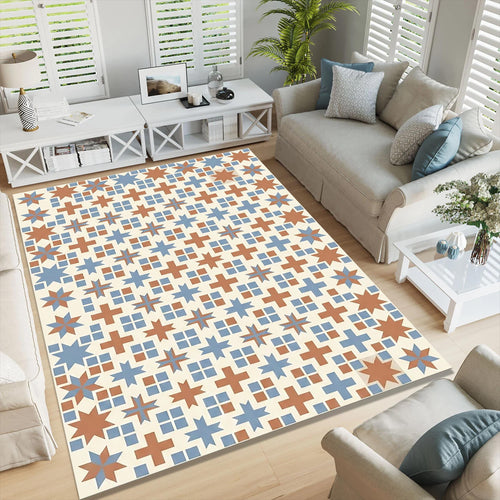 Moroccan Tile Area Rug, Geometric Vintage Pattern Carpet, Spanish