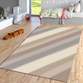 Neutral Abstract Area Rug, Modern Diagonal Stripes Rug