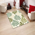 Botanical Leaf Area Rug Green Neutral Living Room Bedroom Carpet