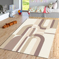 Abstract Geometric Area Rug, Neutral Modern Rug, Minimal Beige
