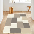 Neutral Beige Abstract Area Rug Japandi Minimal Living Room