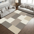 Neutral Beige Abstract Area Rug Japandi Minimal Living Room