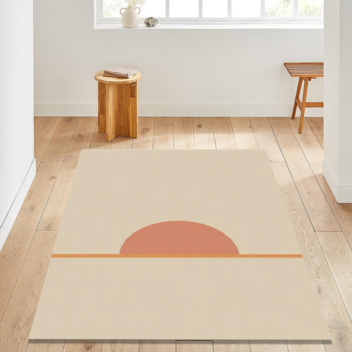 Minimal Sunset Area Rug, Neutral Abstract Rug, Modern Boho Beige