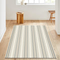 Minimal Striped Area Rug, Neutral Beige Modern Rug, Scandinavian