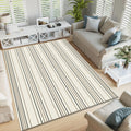Minimal Striped Area Rug, Neutral Beige Modern Rug, Scandinavian