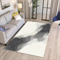 Abstract Neutral Area Rug, Gray Ink Wash Modern Rug, Minimal