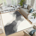 Abstract Neutral Area Rug, Gray Ink Wash Modern Rug, Minimal