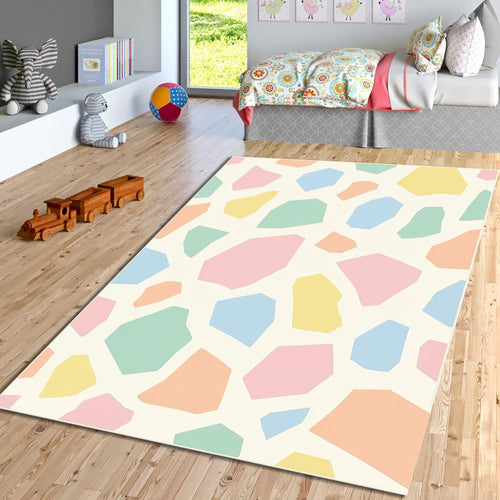 Pastel Terrazzo Area Rug, Kids Room Rug, Soft Abstract Playroom