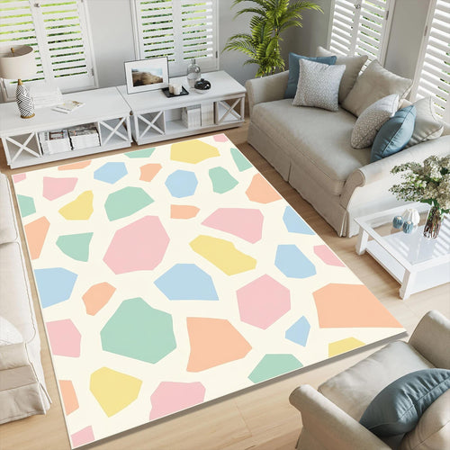 Pastel Terrazzo Area Rug, Kids Room Rug, Soft Abstract Playroom