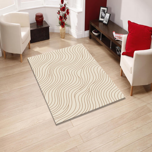 Minimal Abstract Line Rug, Neutral Modern Printed Area Rug