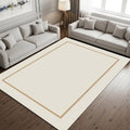 Minimal Border Area Rug, Neutral Modern Printed Rug, Japandi