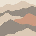 Abstract Neutral Wave Area Rug, Modern Printed Rug in Beige &