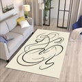 Abstract Line Art Area Rug, Minimal Modern Printed Rug in Neutral