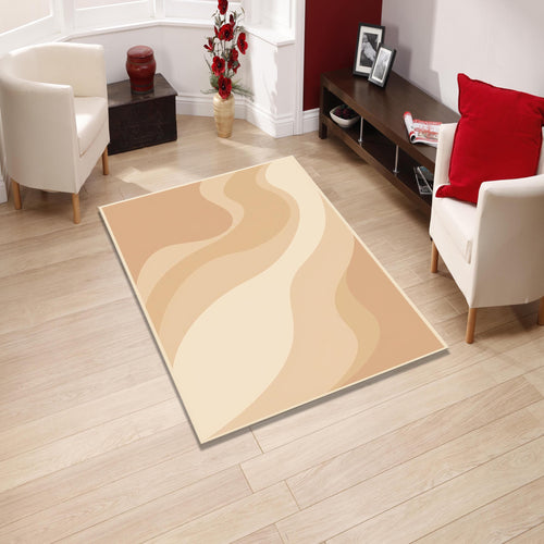 Abstract Wavy Neutral Area Rug, Modern Boho Printed Rug, Minimal