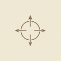 Minimal Compass Abstract Rug, Neutral Modern Printed Rug, Japandi